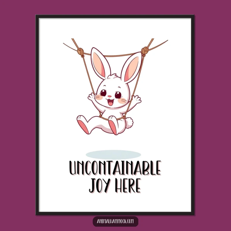 Funny Playful Bunny Hammock Digital Art - Instant Joyful Decor & Hilarious Gift