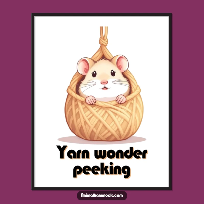 Funny Hamster Digital Art: Curious Peek Decor Gift