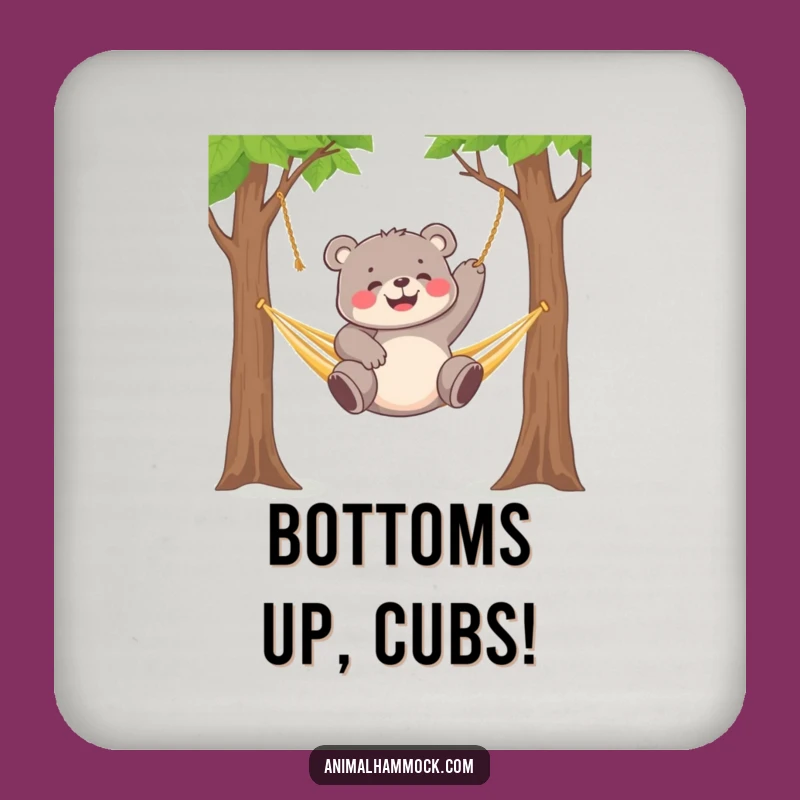 Funny Bear Cub Hammock Coasters - Protect Surfaces with Playful Charm Gift