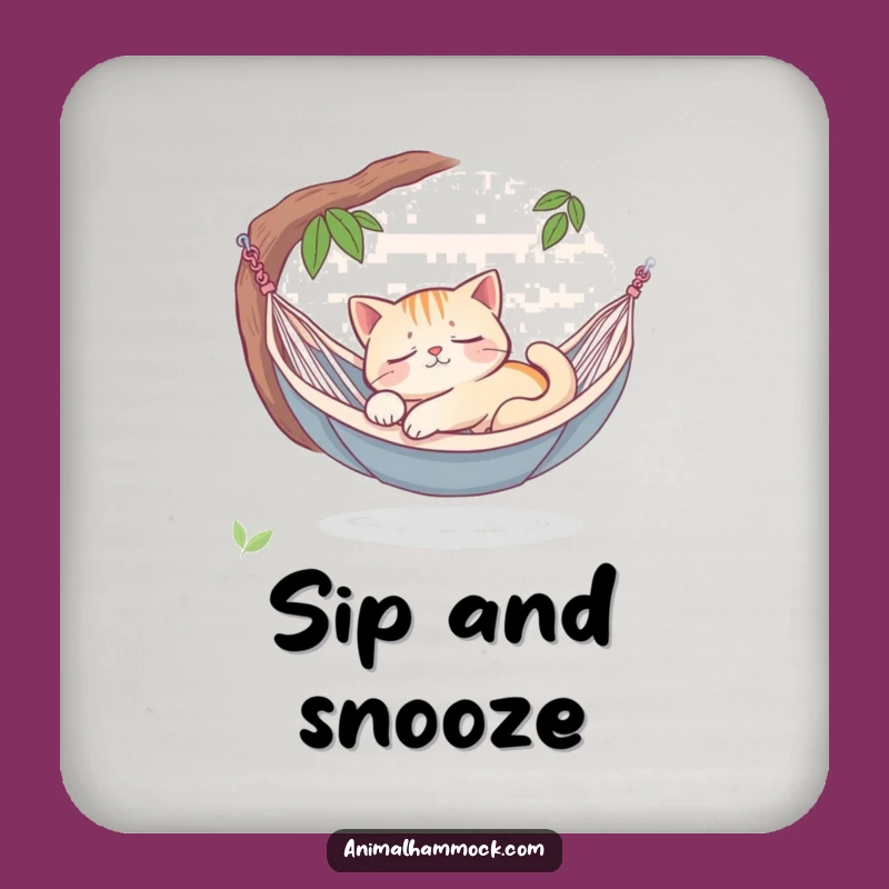 Funny Cat Hammock Coaster Set - Protect Surfaces with Peaceful Charm