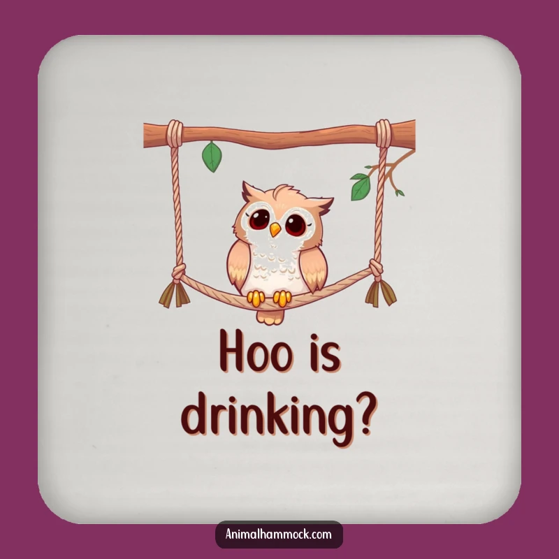 Funny Curious Owl Hammock Coaster - Humorous Gift for Bird Fans