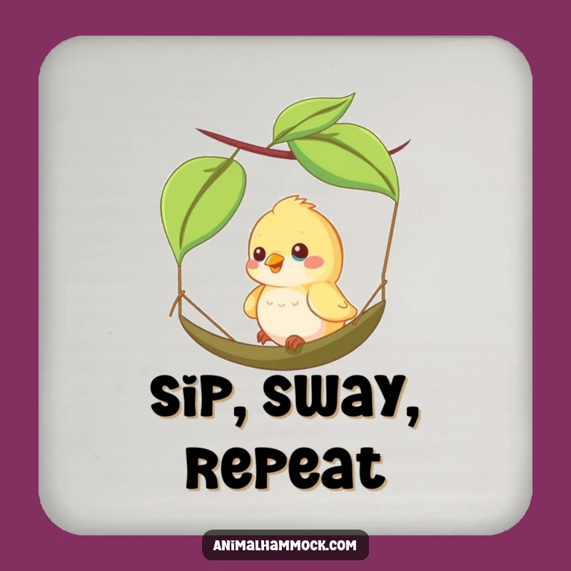 Funny Happy Bird Leaf Hammock Coaster - Protect Surfaces with Swinging Joy