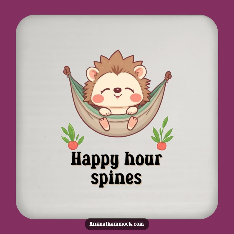 Funny Hedgehog Hammock Smile Coaster: Sleeper Drink Saver
