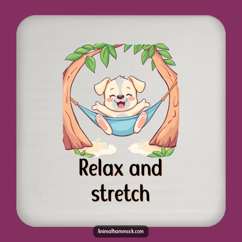 Funny Puppy Hammock Stretch Coaster: Playful Dog Drink Saver
