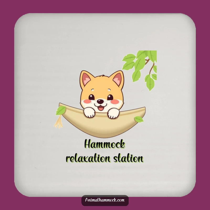 Funny Shiba Inu Coaster: Hammock Peek Drink Protector Gift