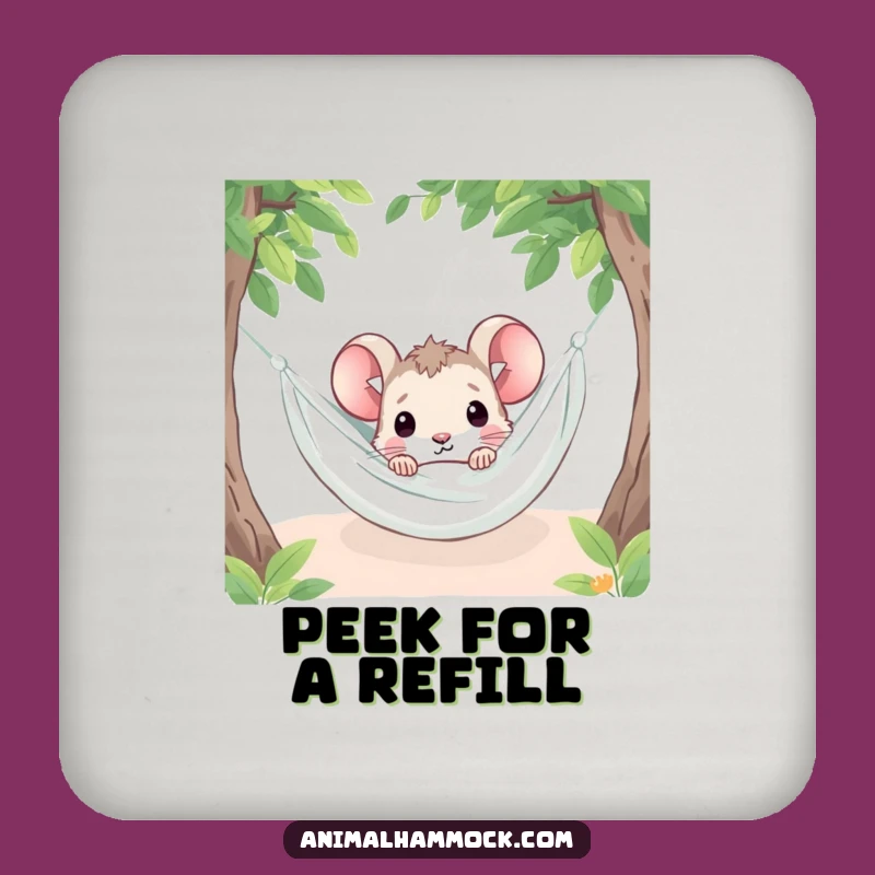 Funny Mouse Peeking Coaster Set: Cute Hammock Hideaway Surface Protection