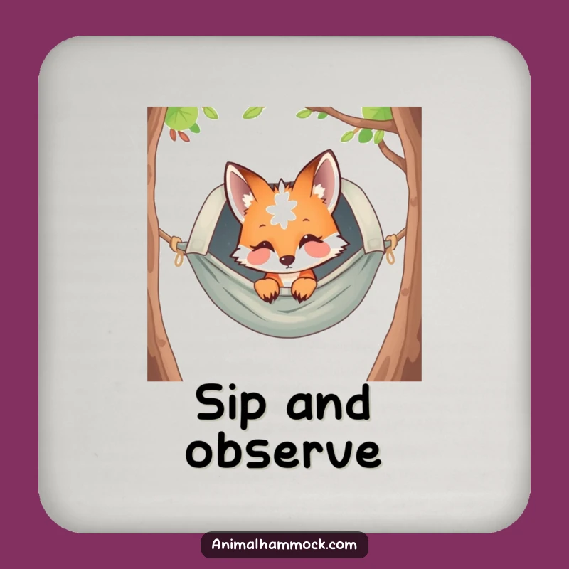 Funny Fox Hammock Coaster Set - Protect Surfaces with Humorous Charm