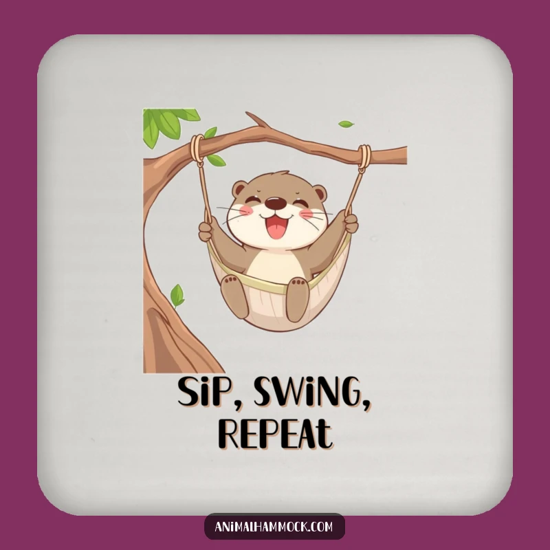Funny Otter Swing Coaster: Protect Surfaces with Aquatic Humor, a Tiny Funny Gift