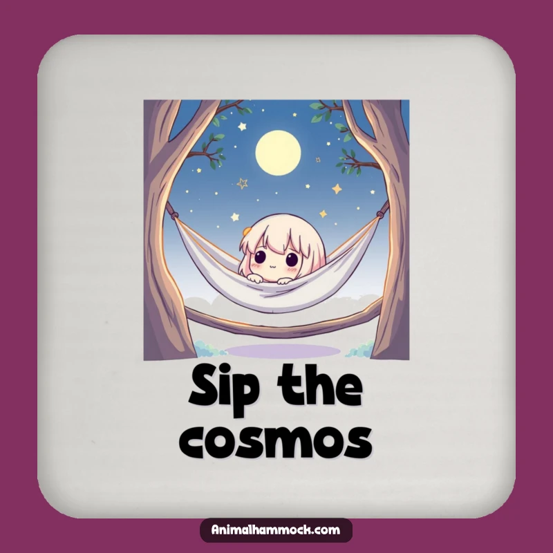 Funny Moonlit Hammock Coaster: Cute Character Protects Surfaces, Chic Funny Gift
