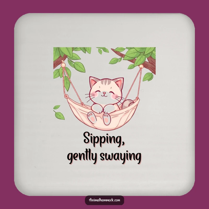 Funny Cat Hammock Coaster Set: Protect Surfaces with Relaxed Charm!