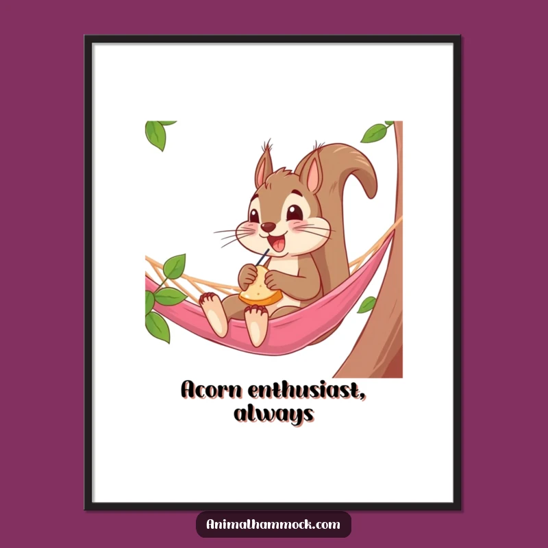 Funny Squirrel Hammock Poster: Whimsical Art for a Cheerful Space