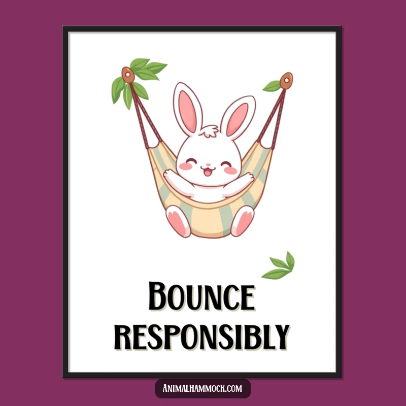 Funny Bunny Hammock Poster: Cheerful Bounce Art for Wall Decor