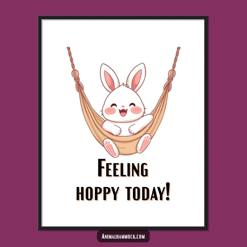 Funny Bunny Hammock Poster - Cheerful Wall Art for Happy Spaces Gift