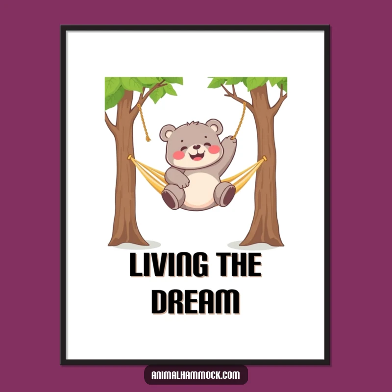 Funny Bear Cub Hammock Poster - Adorable Wall Art for Playful Spaces Gift
