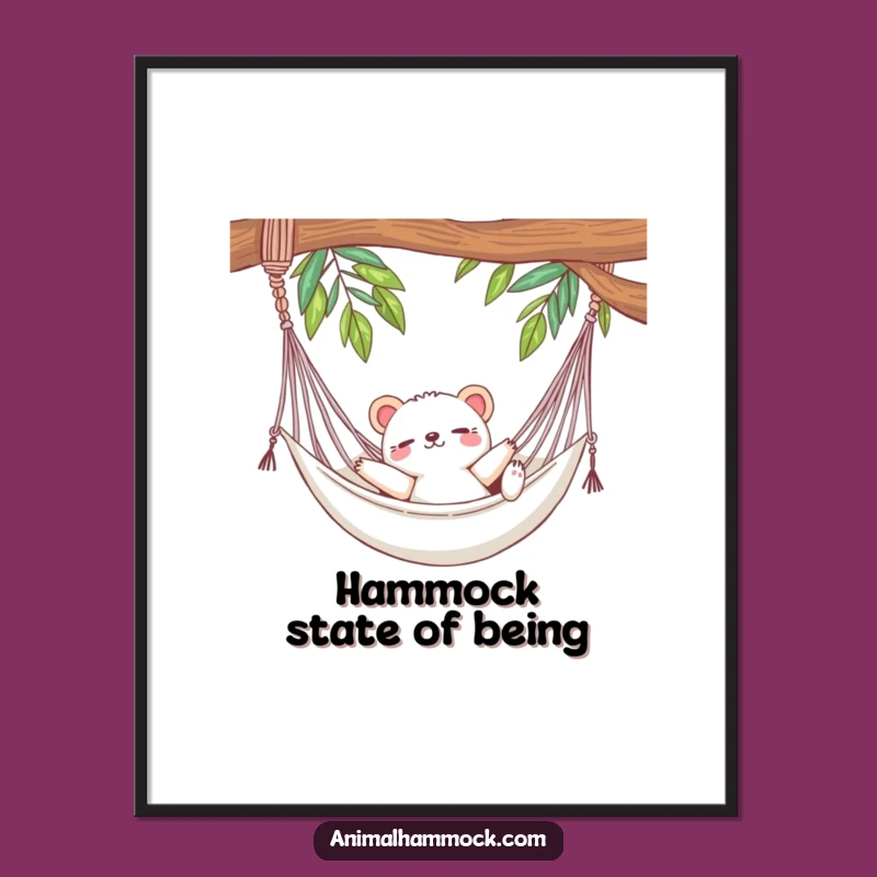 Funny Cute Animal Hammock Art Poster - Hilarious Relaxation Gift!