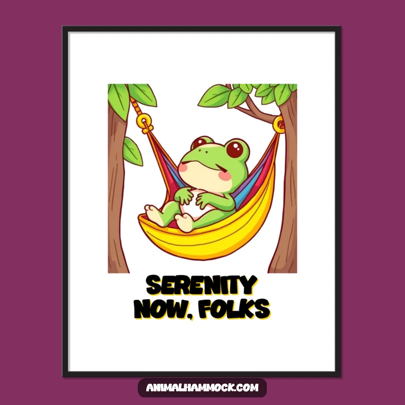 Funny Frog Relaxing Poster: Bright Hammock Chill Wall Art Gift
