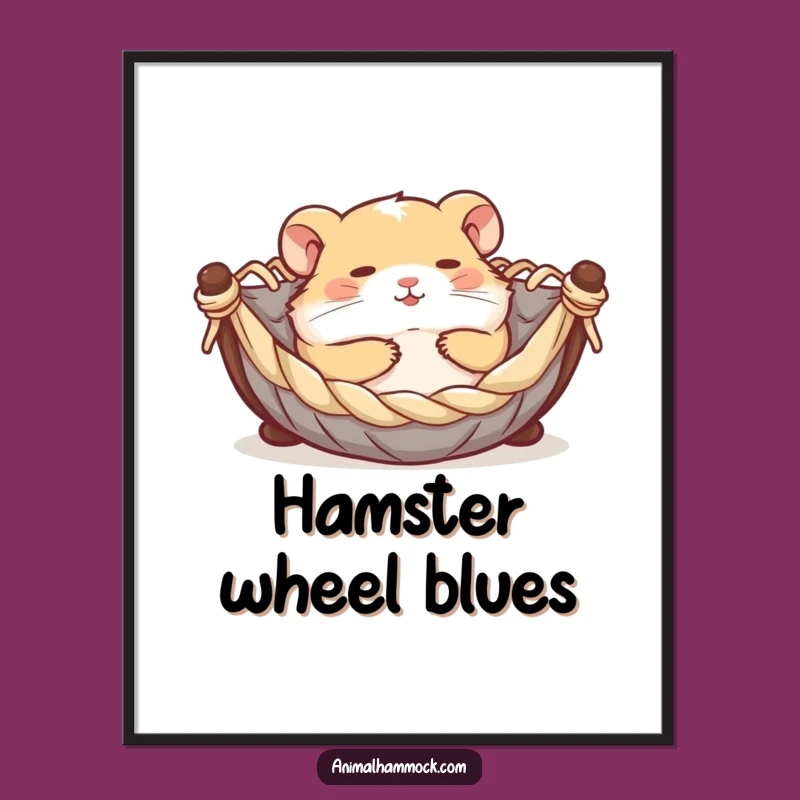 Funny Hamster Hammock Poster - Joyful Pet Art, Hilarious Gift Idea
