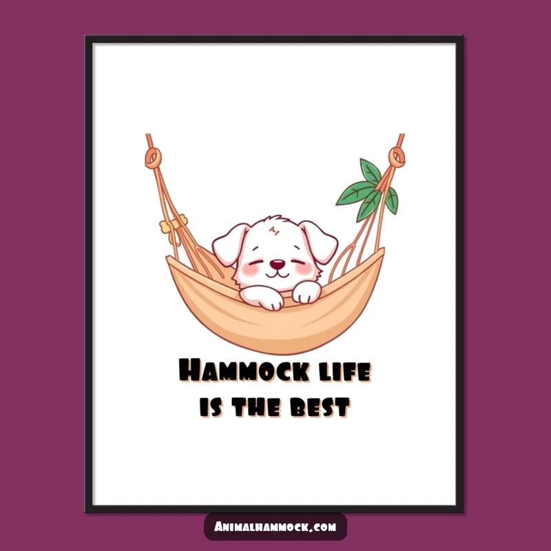 Funny Puppy Hammock Nap Poster: Charming Sleeping Dog Art for Home Decor