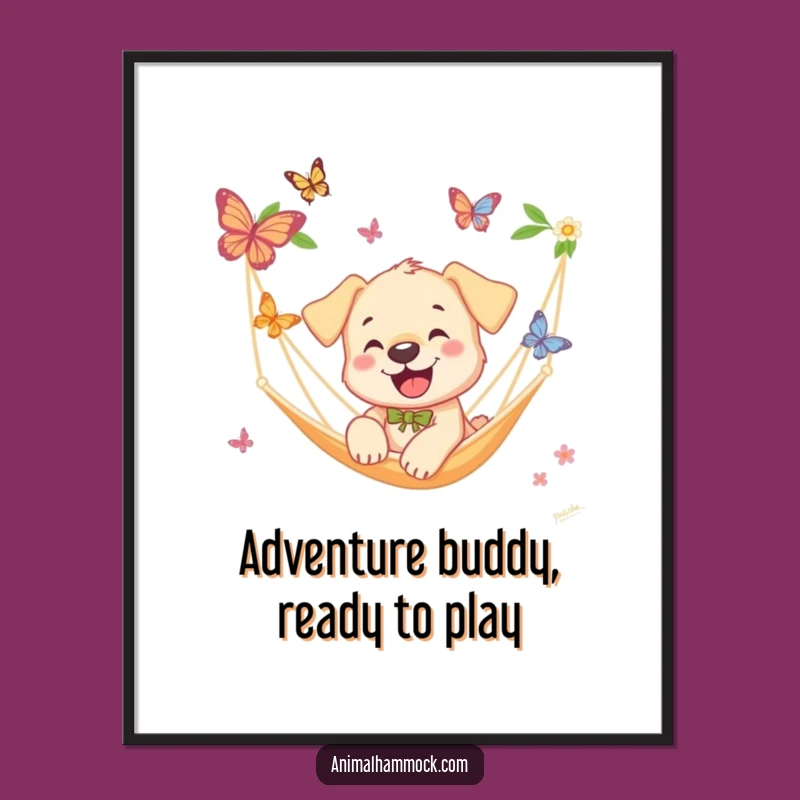 Funny Puppy Hammock Poster: Adorable Art for a Cheerful Home