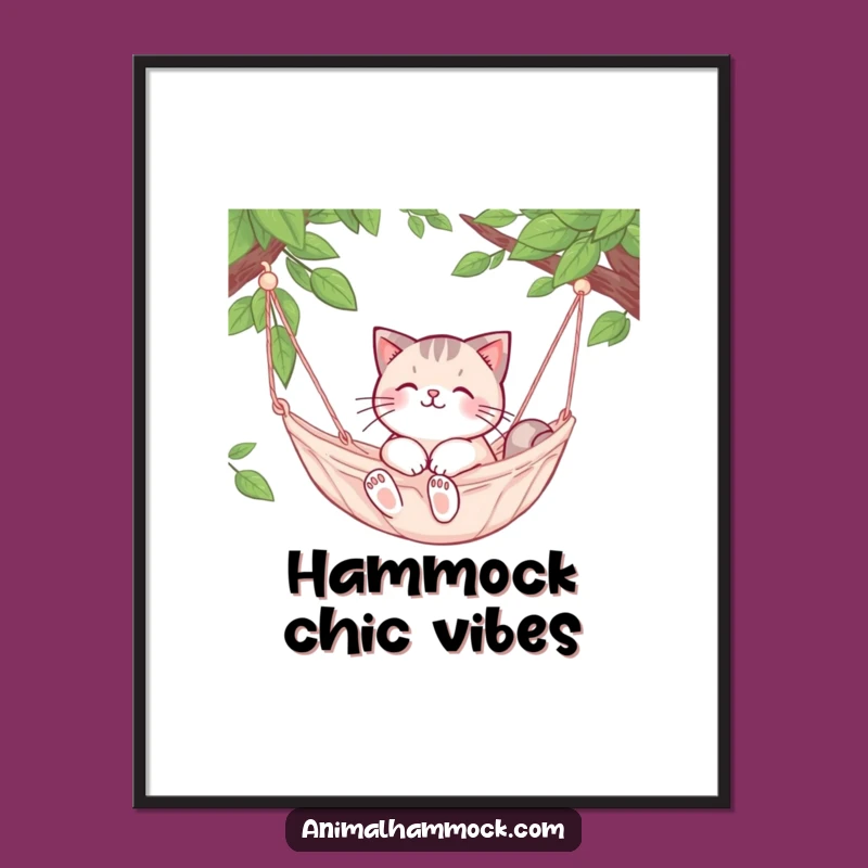 Funny Cat Hammock Poster: Hilarious Relaxation Art for Cozy Spaces!