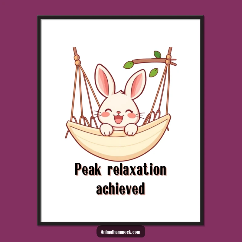 Funny Rabbit Hammock Poster - Relaxing Art, Hilarious Decor Gift!