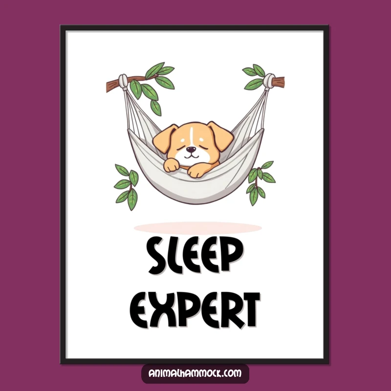Funny Dog Hammock Poster: Decorate with Sweet Dreams! Hilarious Dog Art!