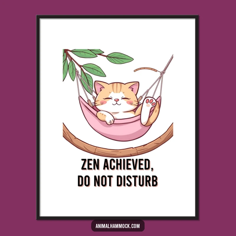 Funny Cat Hammock Poster: Hilarious Art for a Relaxed Vibe