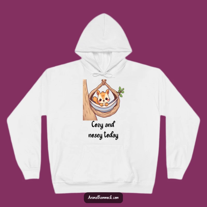 Funny Curious Squirrel Hammock Hoodie - Cozy Nest Comfort & Hilarious Gift