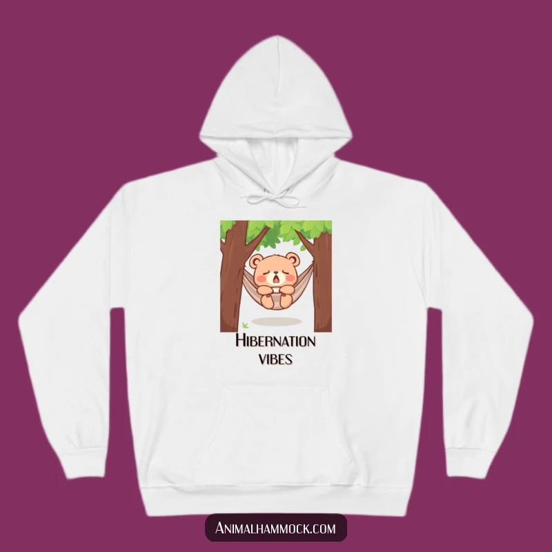 Funny Yawning Bear Cub Hammock Hoodie - Cozy and Cute Gift for Bear Lovers