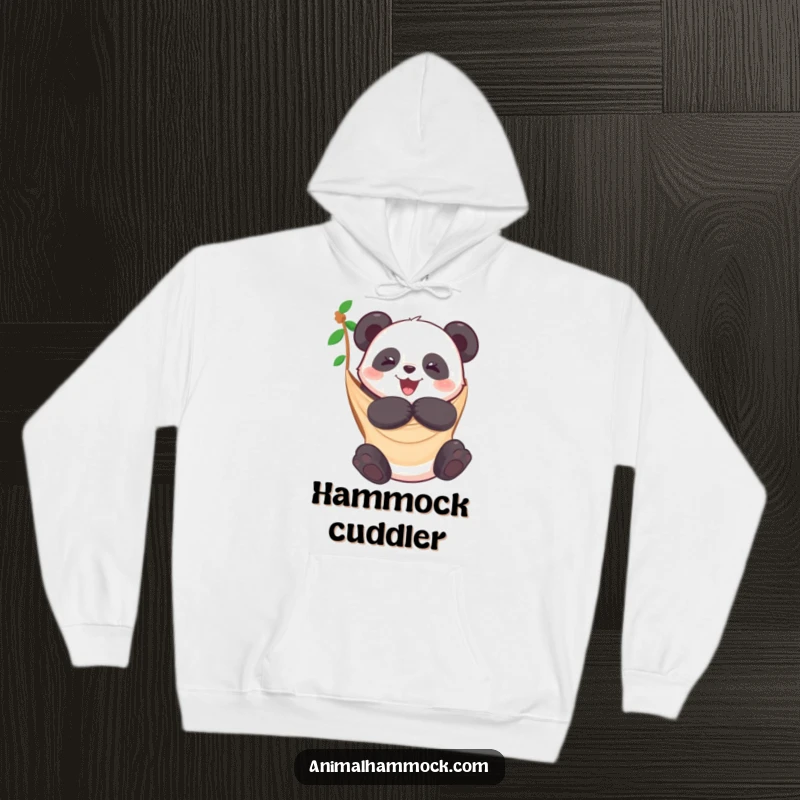 Funny hoodie with a panda hugging a hammock, offering supreme comfort and a dose of adorable humor. Wonderful gift.