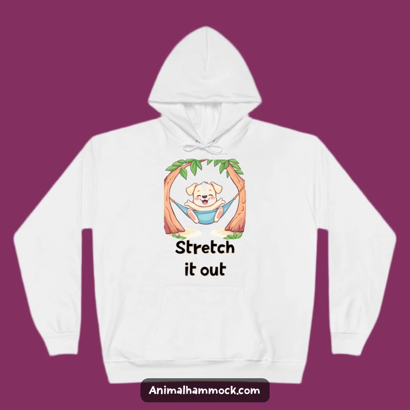 Funny Puppy Hammock Stretch Hoodie: Cozy Playful Dog Lounging Gift