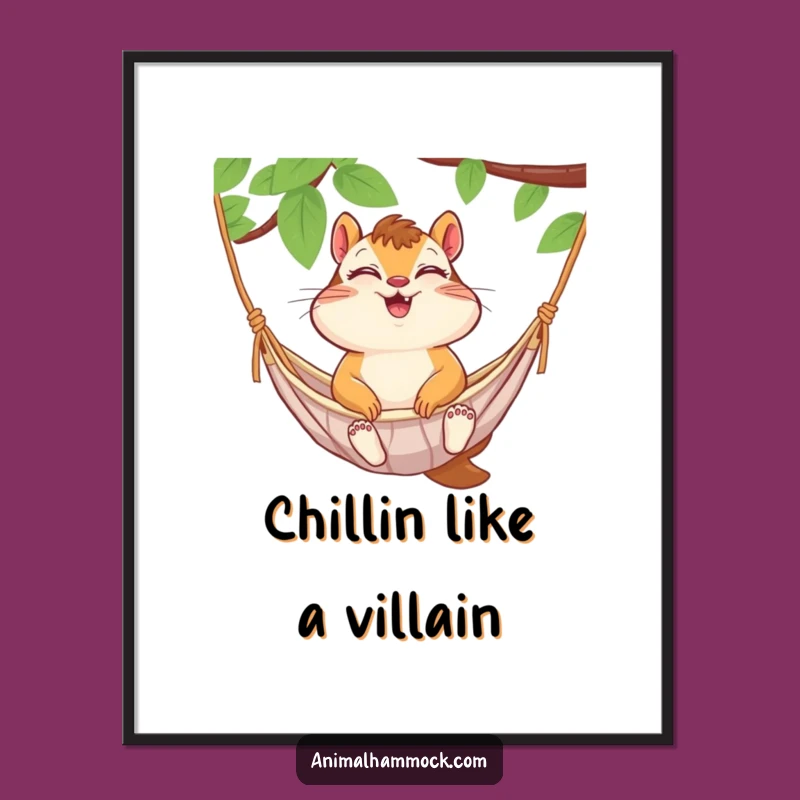 Funny Free Printable Wall Art: Chipmunk Hammock Bliss Downloadable Art Gift