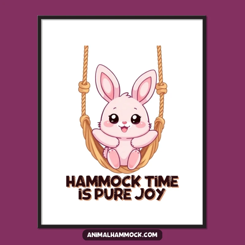 Free Printable Funny Bunny Hammock Wall Art - Downloadable Cozy Decor