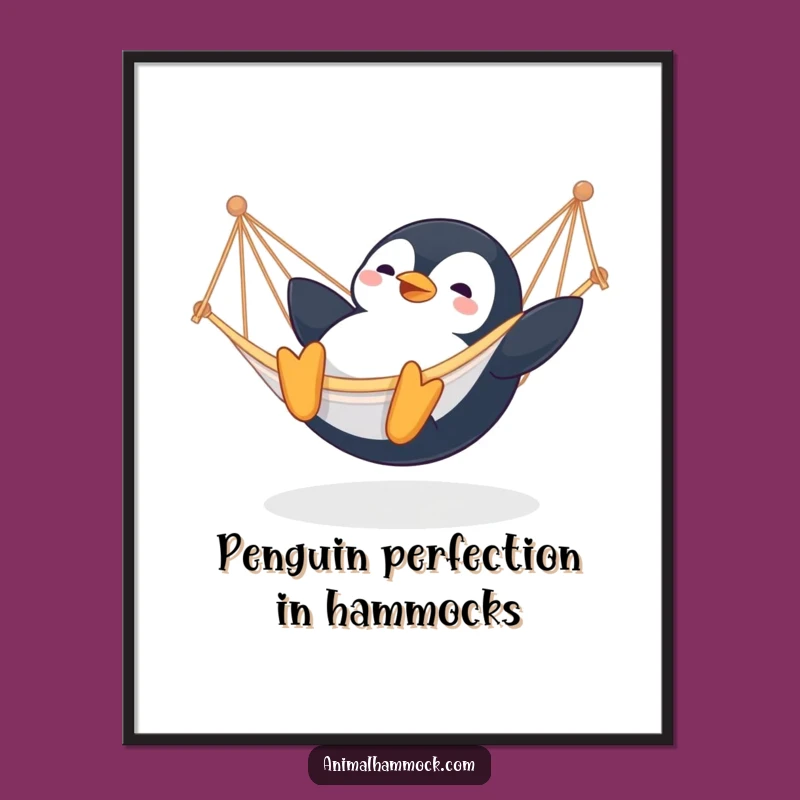 Free Printable Hammock Penguin Wall Art: Funny Arctic Fun Decor Downloadable