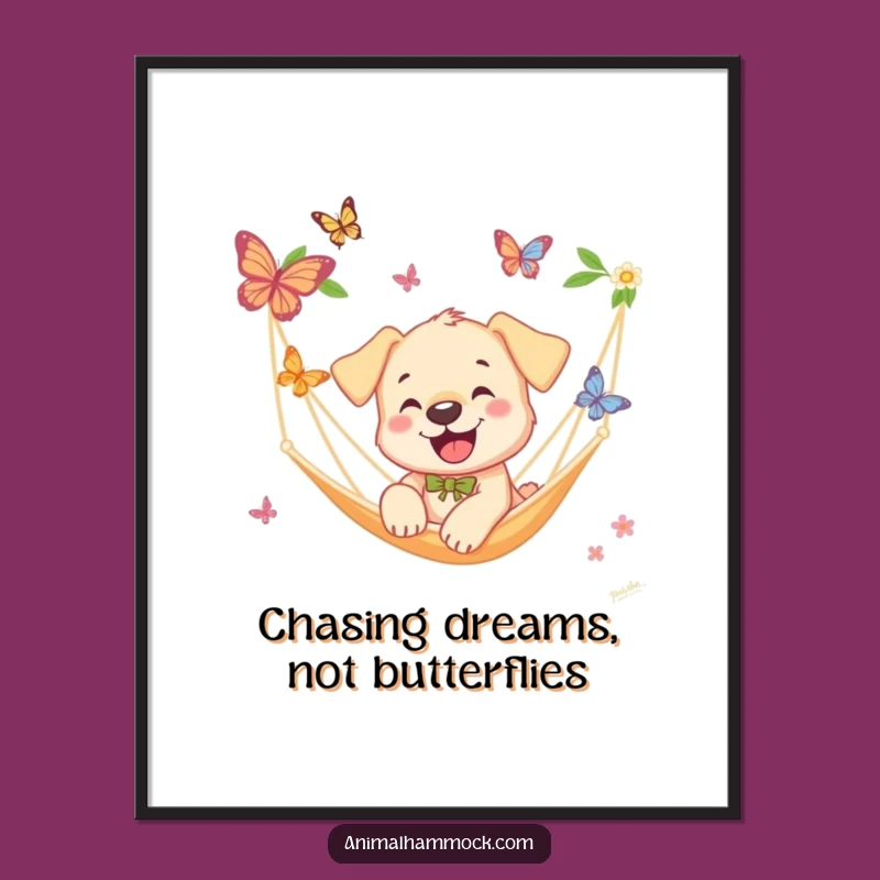 Free Printable Hammock Puppy Wall Art: Funny Playful Dog Decor Downloadable