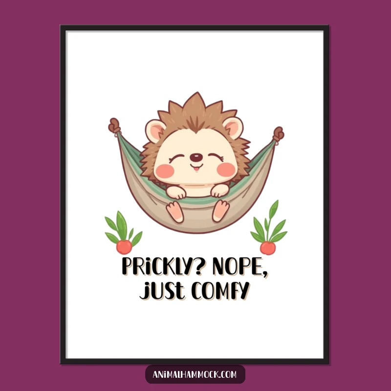 Free Printable Hedgehog Art: Cozy Smile, Peaceful Downloadable Wall Decor