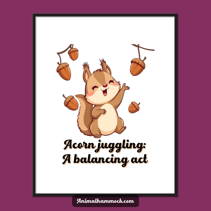 Free Printable Squirrel Juggling Wall Art: Quirky Downloadable Decor Gift