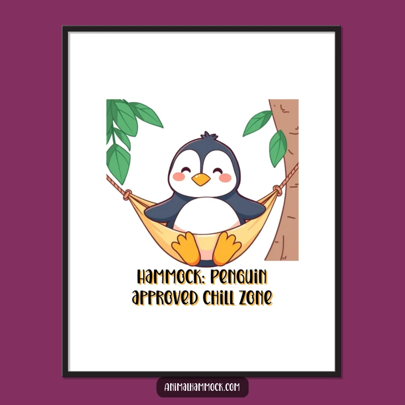 Free Printable Wall Art: Proud Penguin Hammock - Funny Downloadable Poster