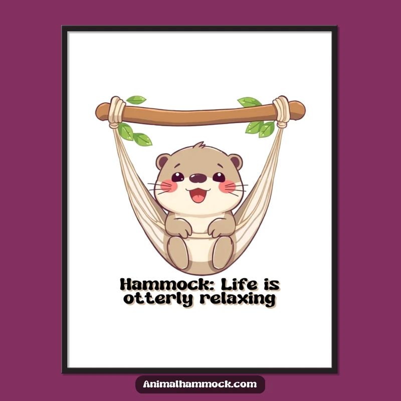Free Printable Wall Art: Relaxing Otter Hammock Scene, Funny Downloadable Decor