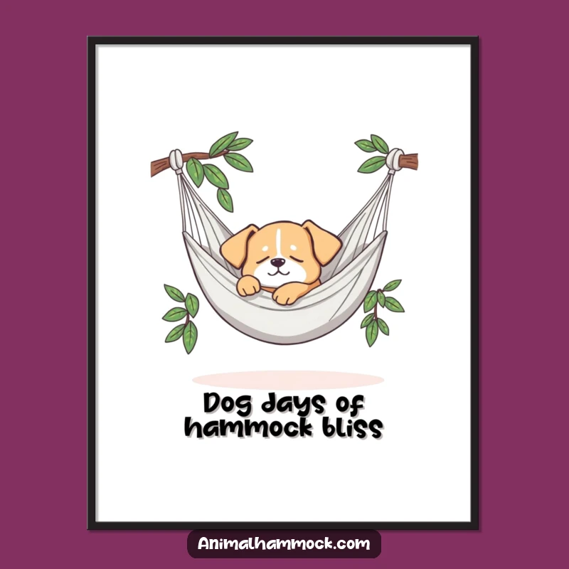 Funny Free Printable Dog Hammock Wall Art - Snoozing Downloadable Art