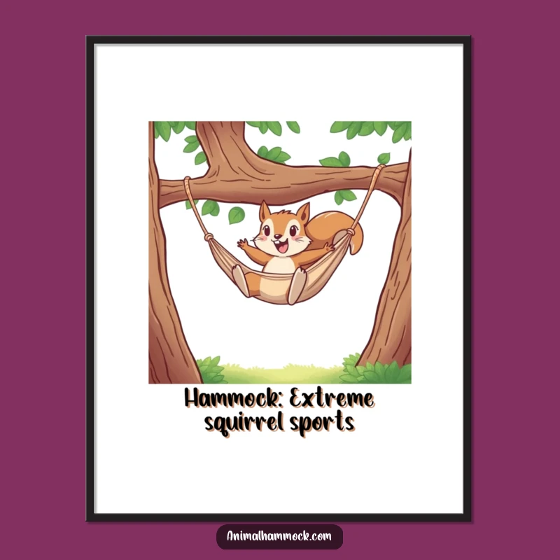 Funny Free Printable Squirrel Hammock Wall Art - Downloadable Art Print