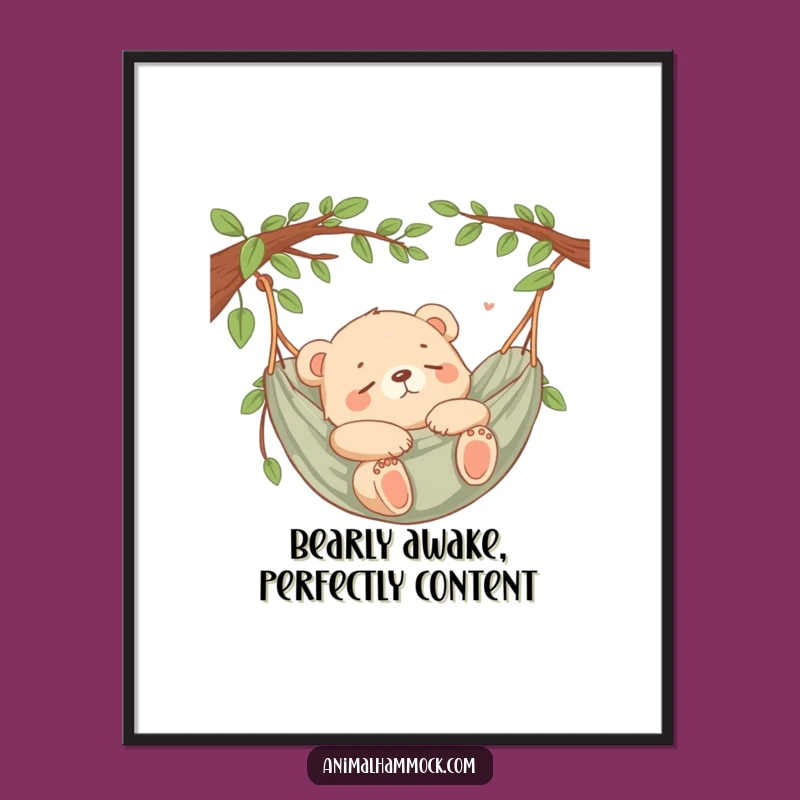Funny Free Printable Wall Art: Bear Cub's Hammock Nap Decor