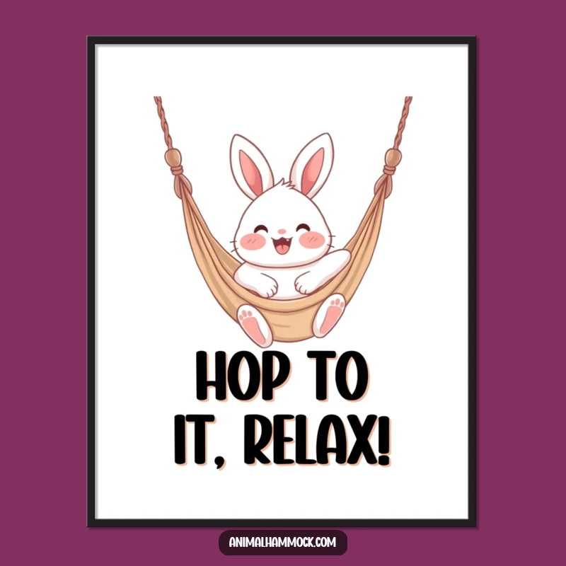 Funny Free Printable Wall Art: Excited Bunny Hammock Art Downloadable Decor
