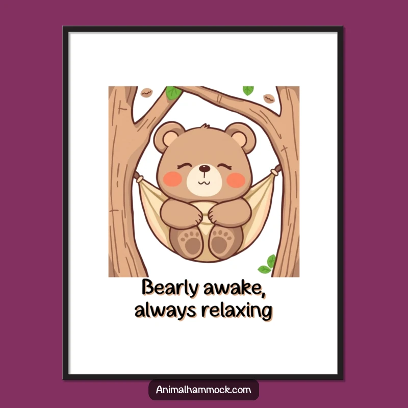 Funny Free Printable Wall Art: Relaxing Bear Hammock, Cozy Downloadable Art for Peaceful Spaces