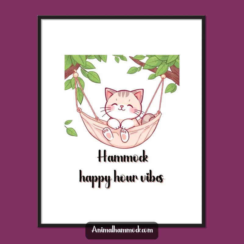 Funny Free Printable Wall Art: Cat's Hammock Chill Downloadable Art