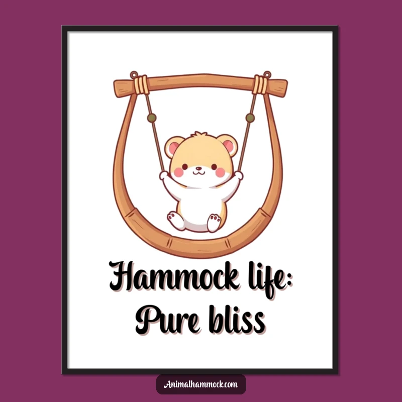 Funny Free Printable Wall Art: Swinging Animal Hammock Relaxation Downloadable Art