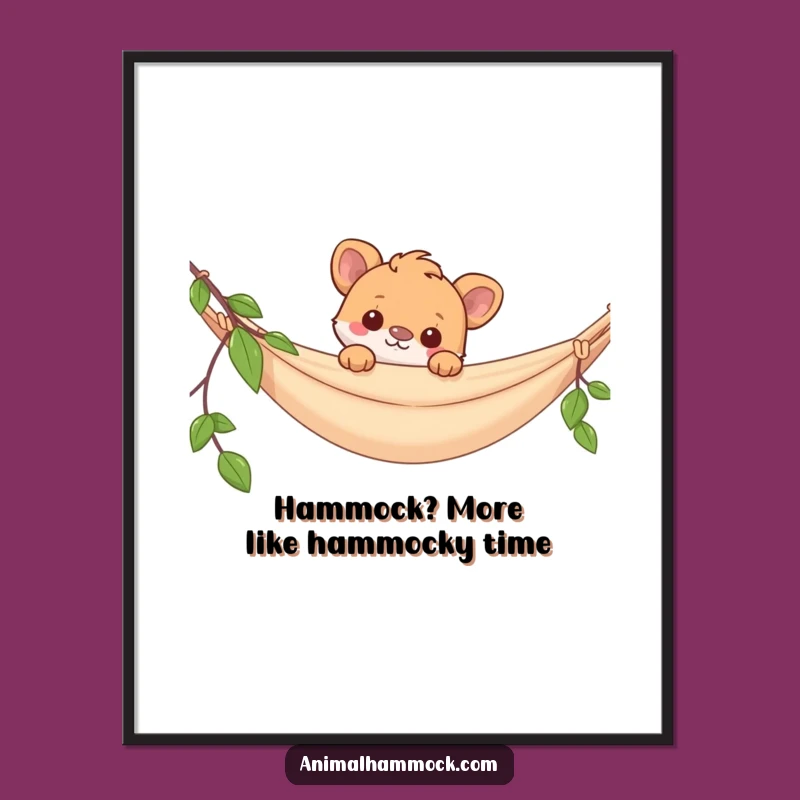 Free Printable Hammock Animal Wall Art - Funny Peekaboo Downloadable Decor Gift