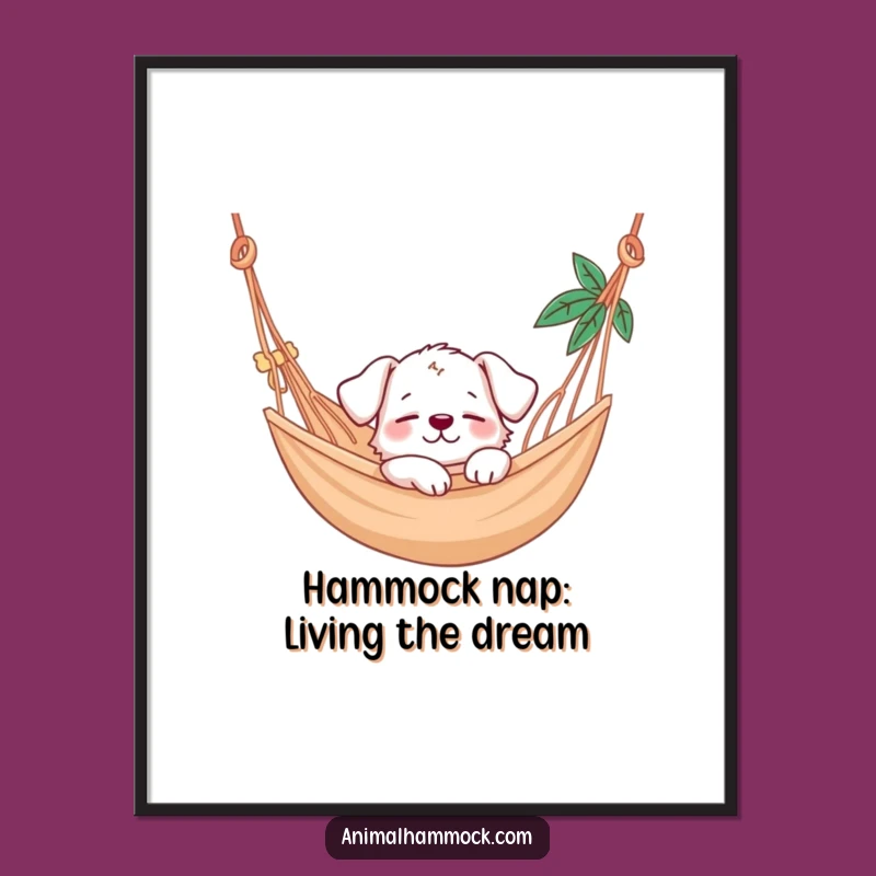 Free Printable Puppy Hammock Wall Art: Funny Downloadable Bedroom Decor Gift