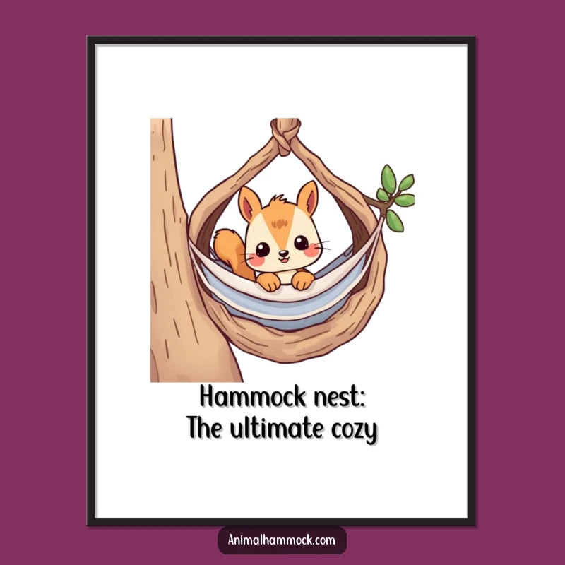 Free Printable Squirrel Wall Art: Cozy Nest Hammock Curious Funny Downloadable Art