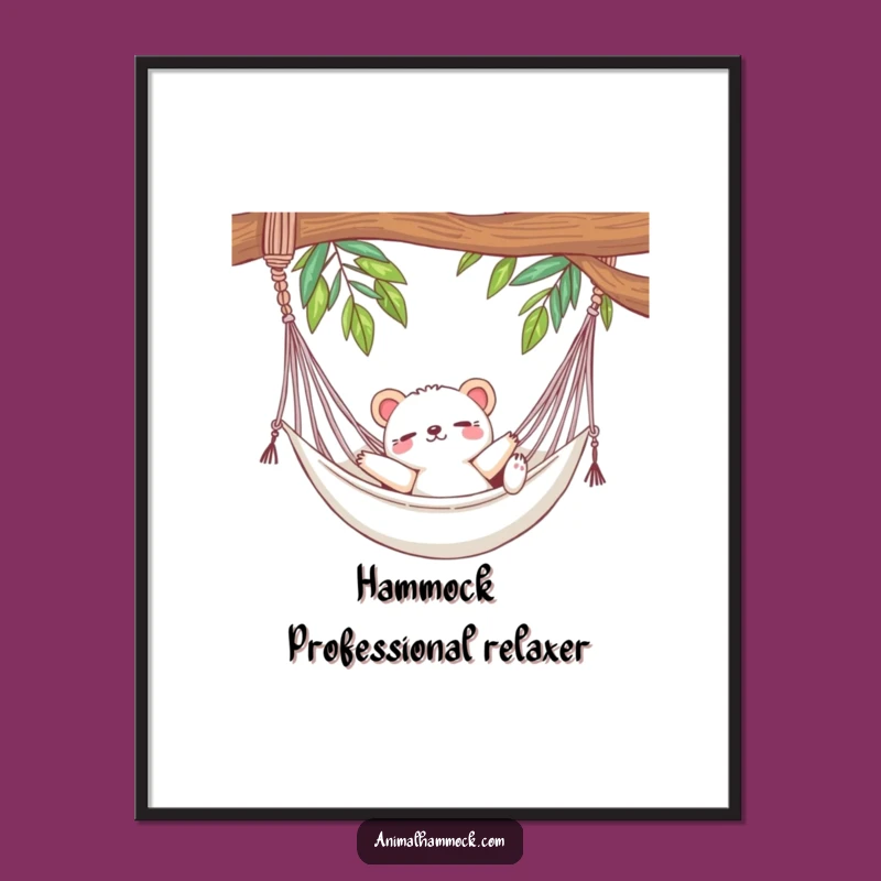 Free Printable Wall Art: Cute Animal Hammock Relax Funny Downloadable Art